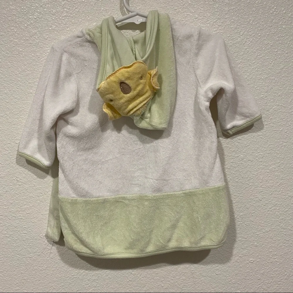 Kids Carter's White Green Baby Bathrobe Hooded Robe 3-6M Infant